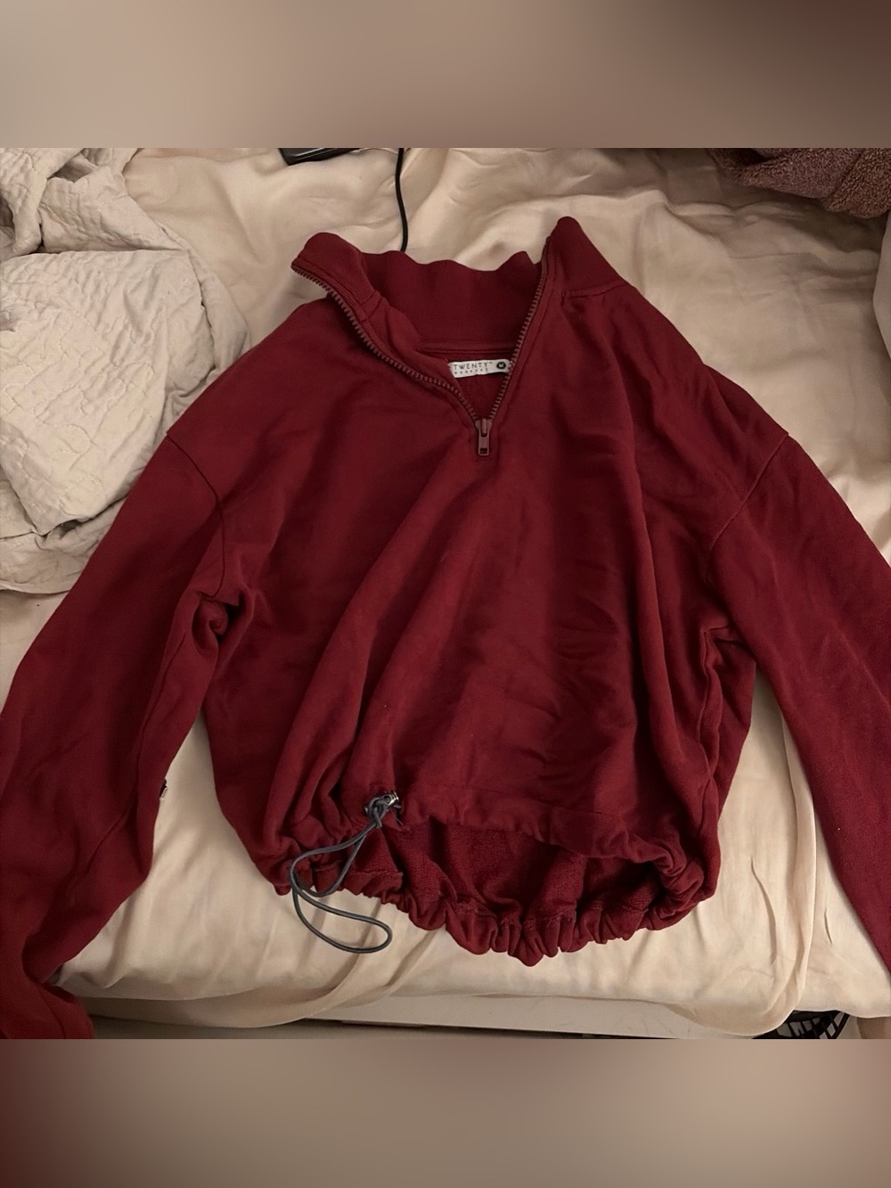Women’s Burgundy Half-Zip Pullover Sweatshirt